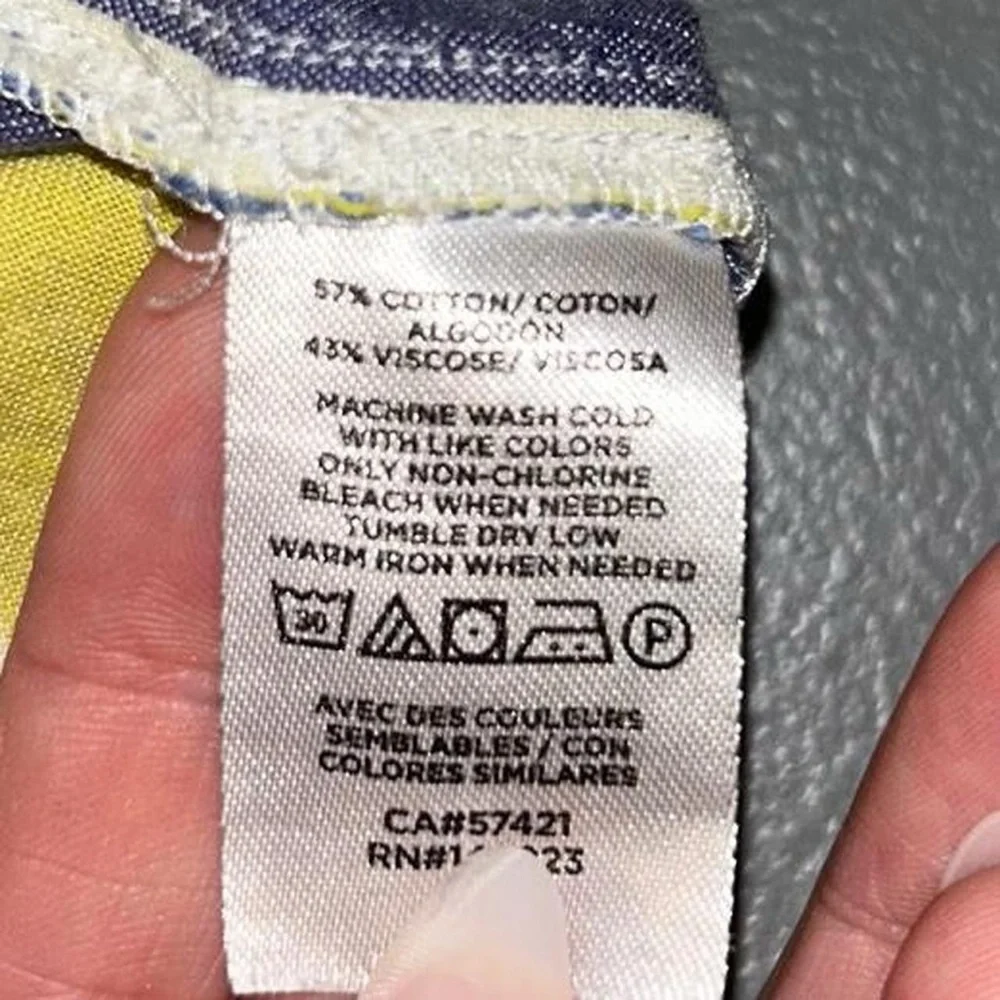 Loft Blue And Yellow Striped Ruffle Sleeve Dress Size SP - Picture 7 of 8